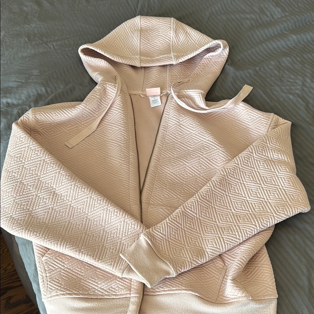ThirdLove Quilted Hooded Jacket in Light Beige